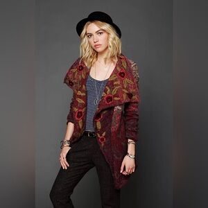 Free People Rose Meadow Asymmetrical Waterfall Cardigan XS
